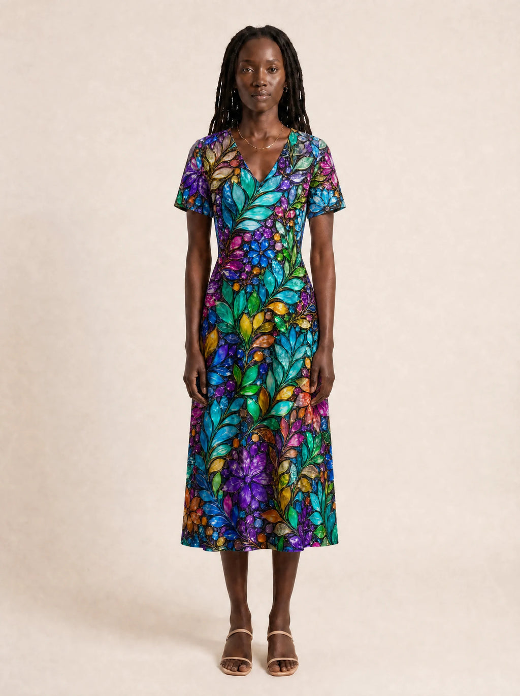 "Upinde" V Neck Midi Dress