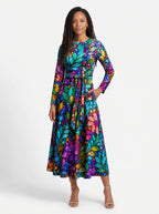 "Upinde" Viscose Midi Dress — front view on model