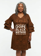 Dope Black Mom Stacked Ruffle Sleeve Dress