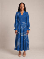 "Pwani" Long Puff Sleeve Dress — front view on model