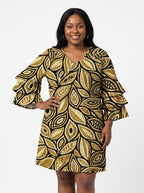 Ashanti Stacked Ruffle Sleeve Dress