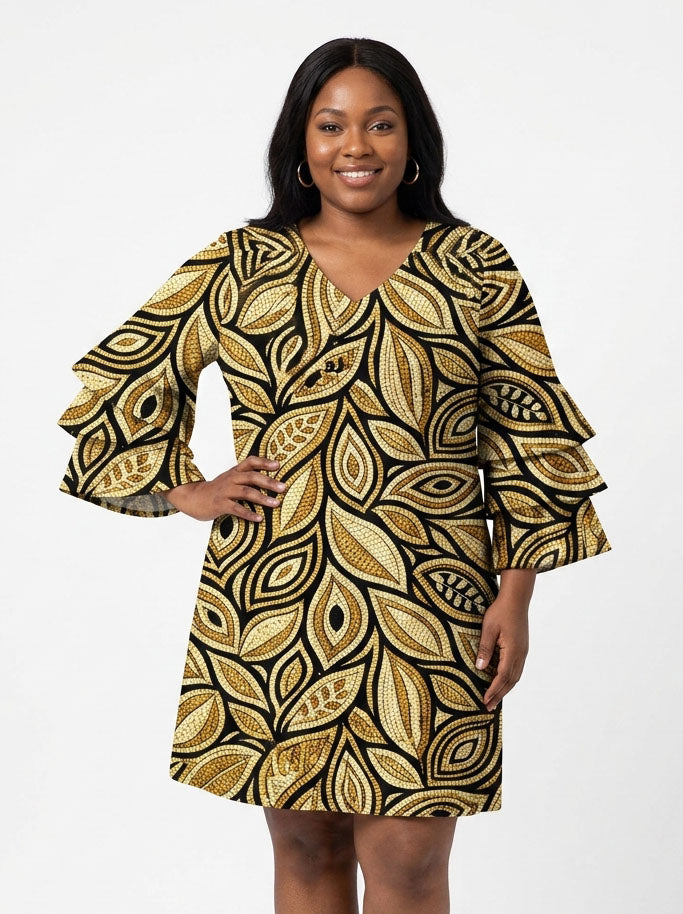 Ashanti Stacked Ruffle Sleeve Dress