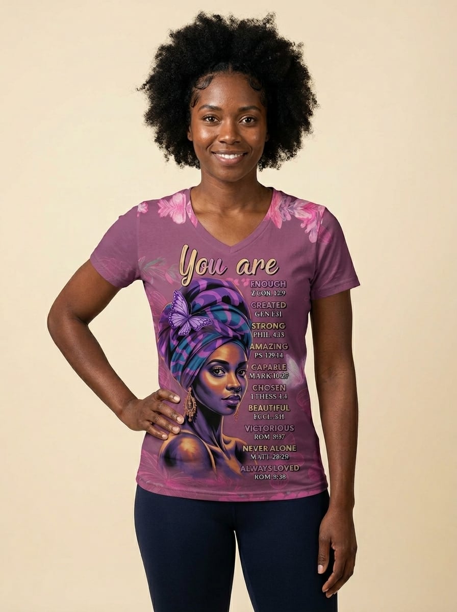 Pink Orchid V-neck T-shirt
