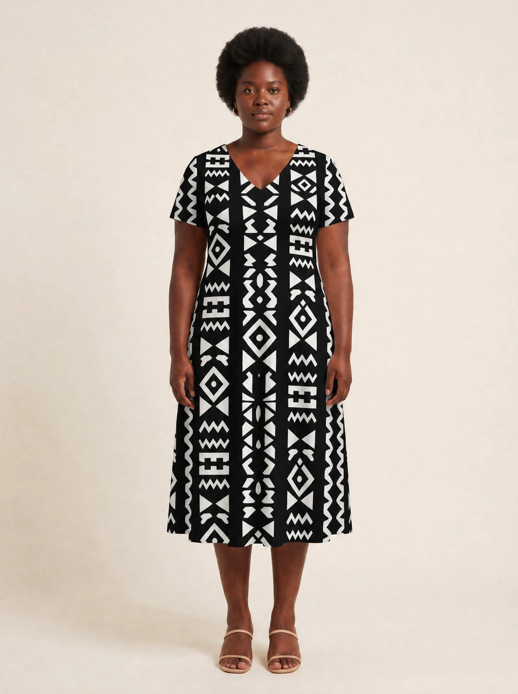 "Kuba" V Neck Midi Dress