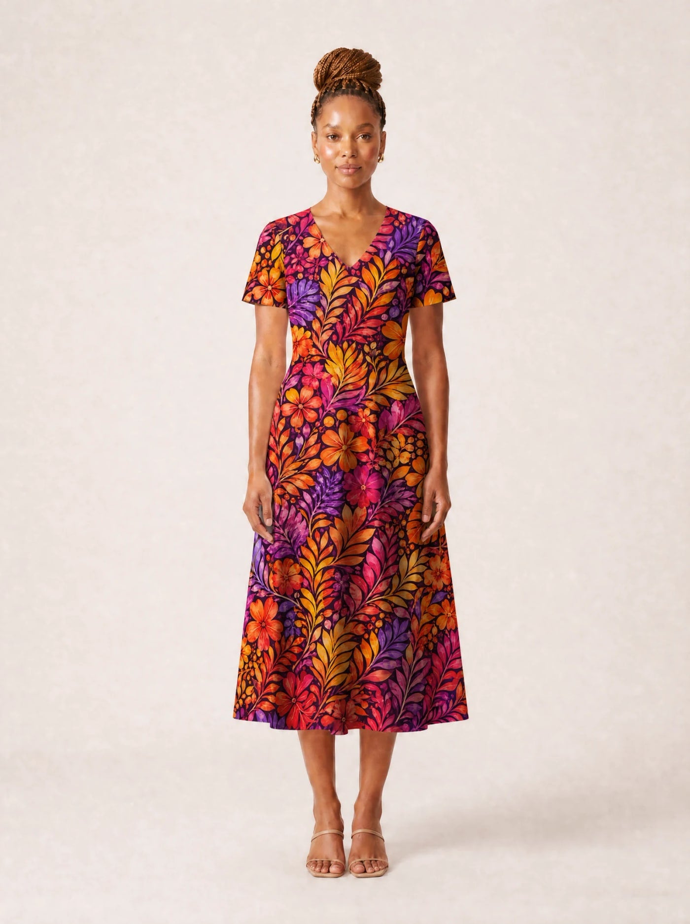 "Waridi" V Neck Midi Dress Promo