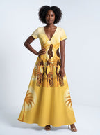 Ancestral Flame Short Sleeve Maxi Dress Promo