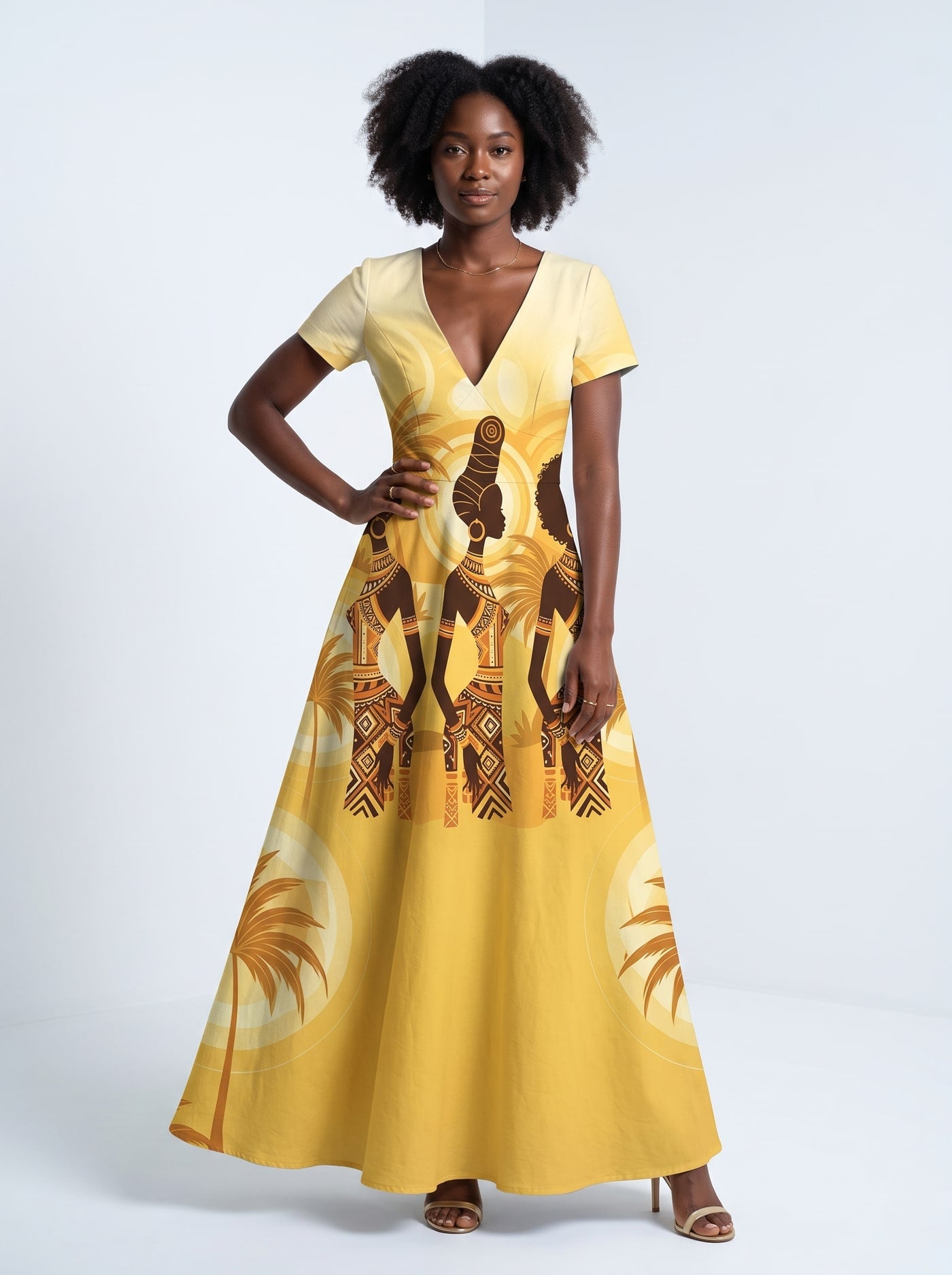 Ancestral Flame Short Sleeve Maxi Dress