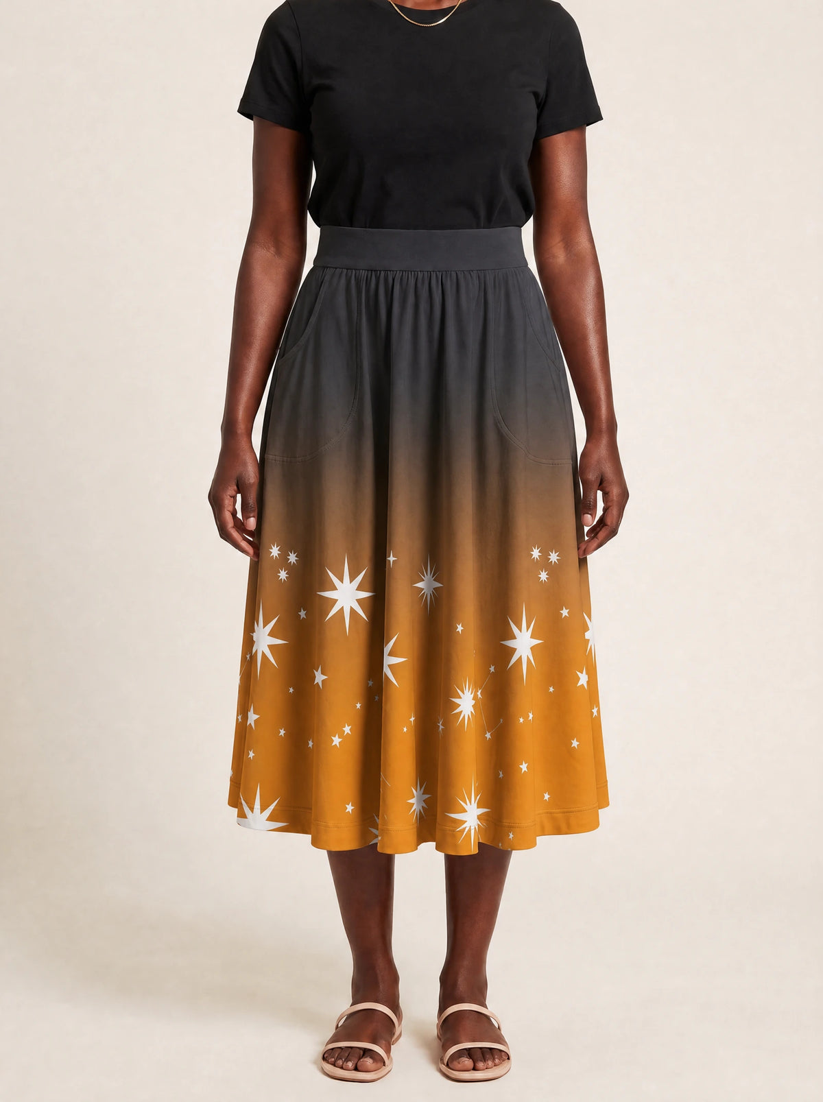 "Nuru" Twirl Skirt — front view on model