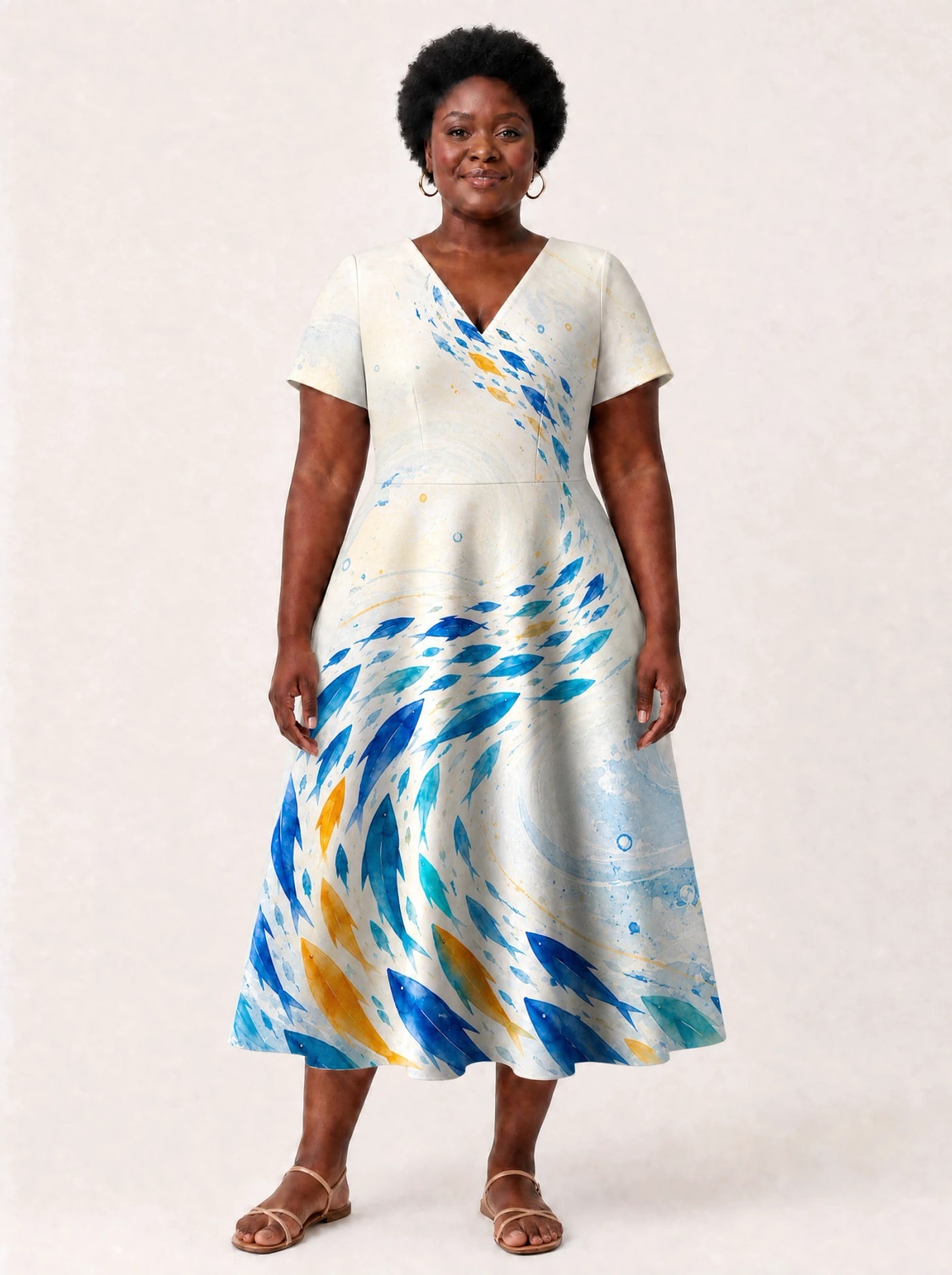 "Samaki" V Neck Midi Dress Promo