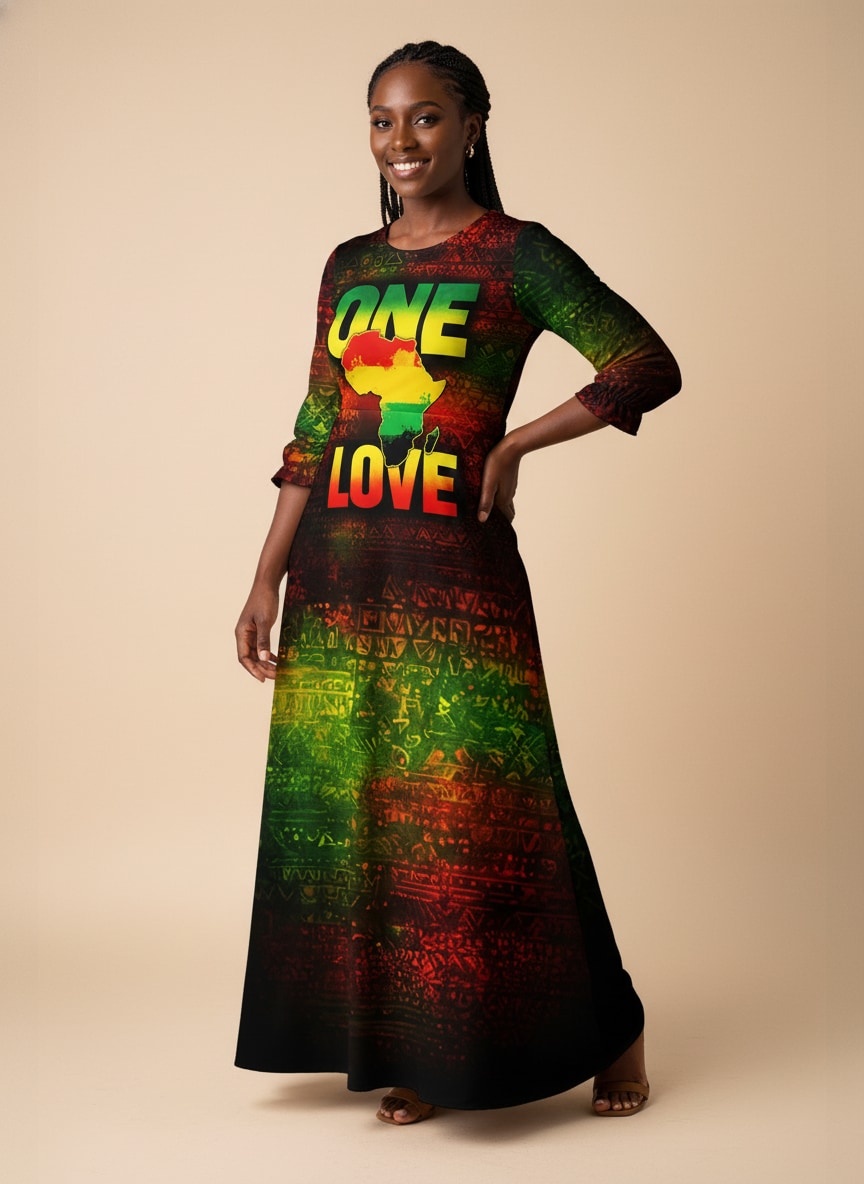 One Love Long Sleeve Maxi Dress