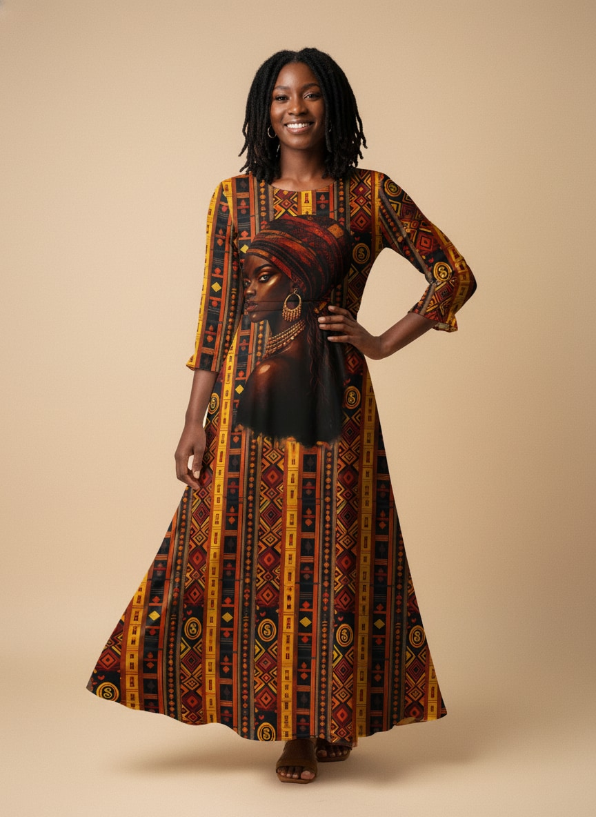 Melanin Radiance Long Sleeve Maxi Dress