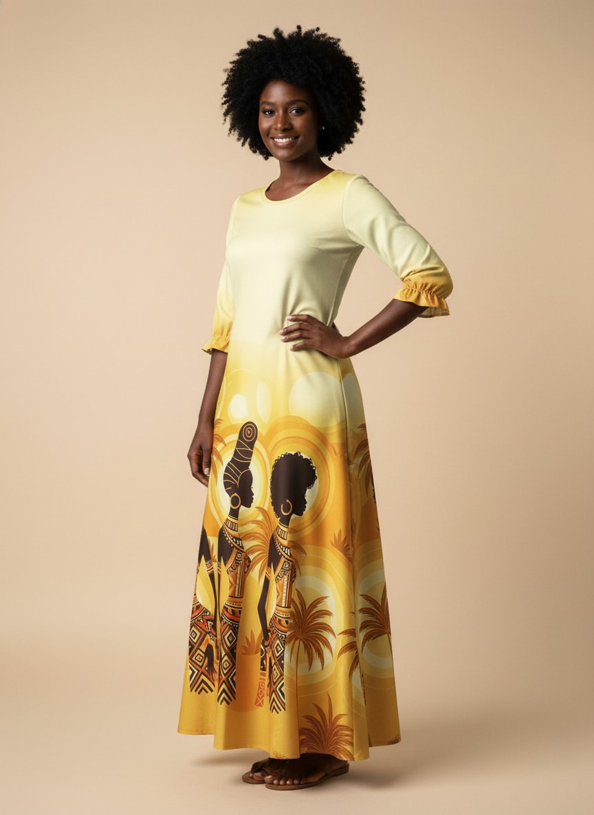 Ancestral Flame Long Sleeve Maxi Dress