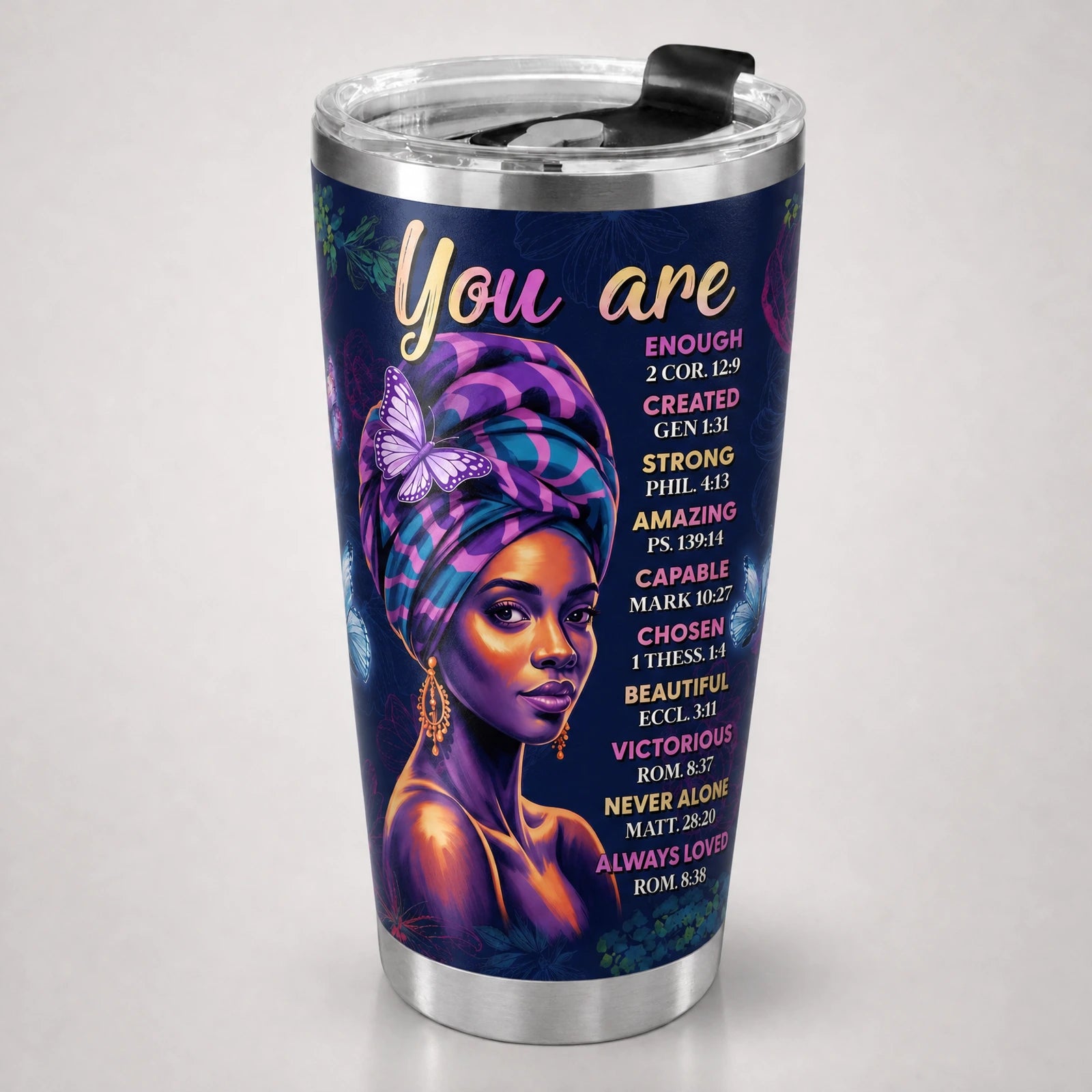 Blue Orchid Tumbler — front view, studio