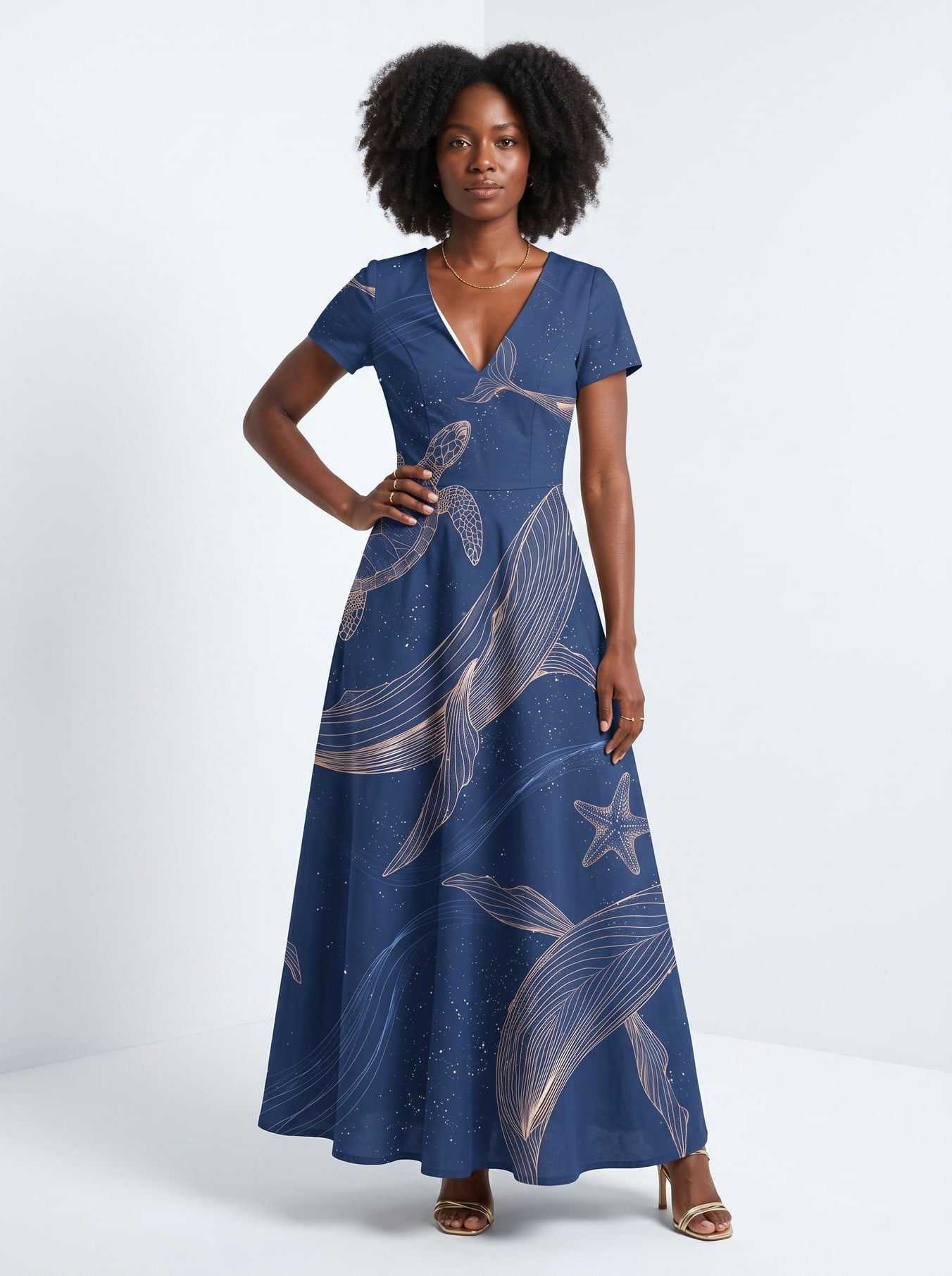 "Pwani" Short Sleeve Maxi Dress
