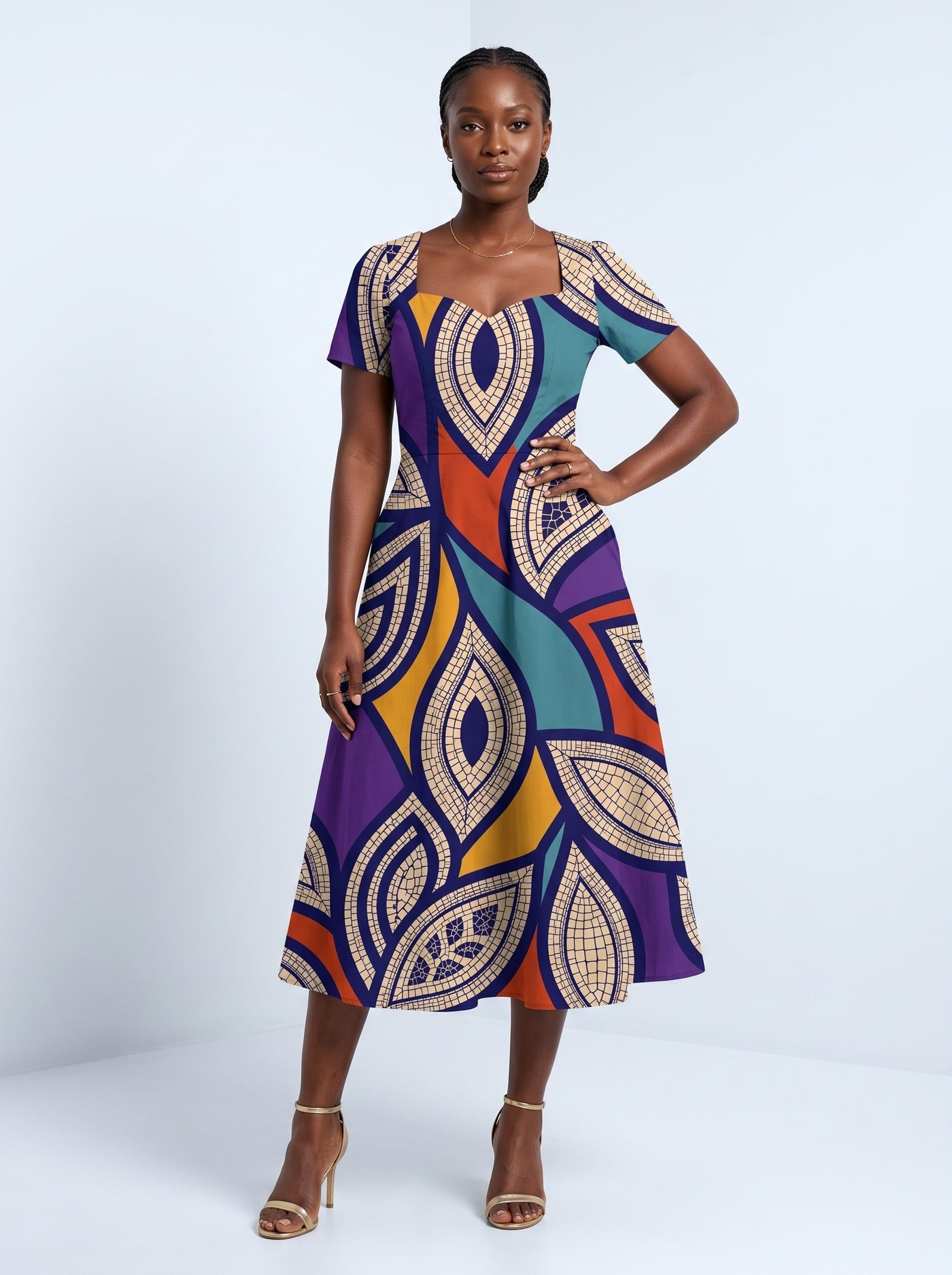 "Johari" Sweetheart Midi Dress