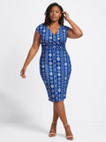 "Oshun Royal Blue" Cap Sleeve Midi Dress