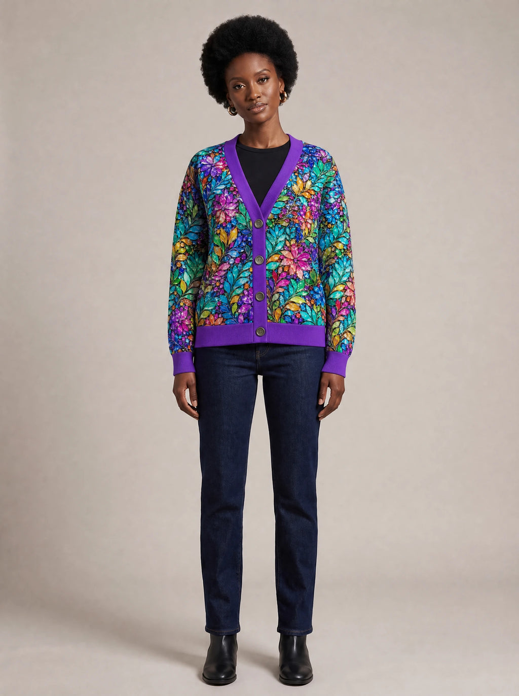 "Upinde" Cardigan — front view on model