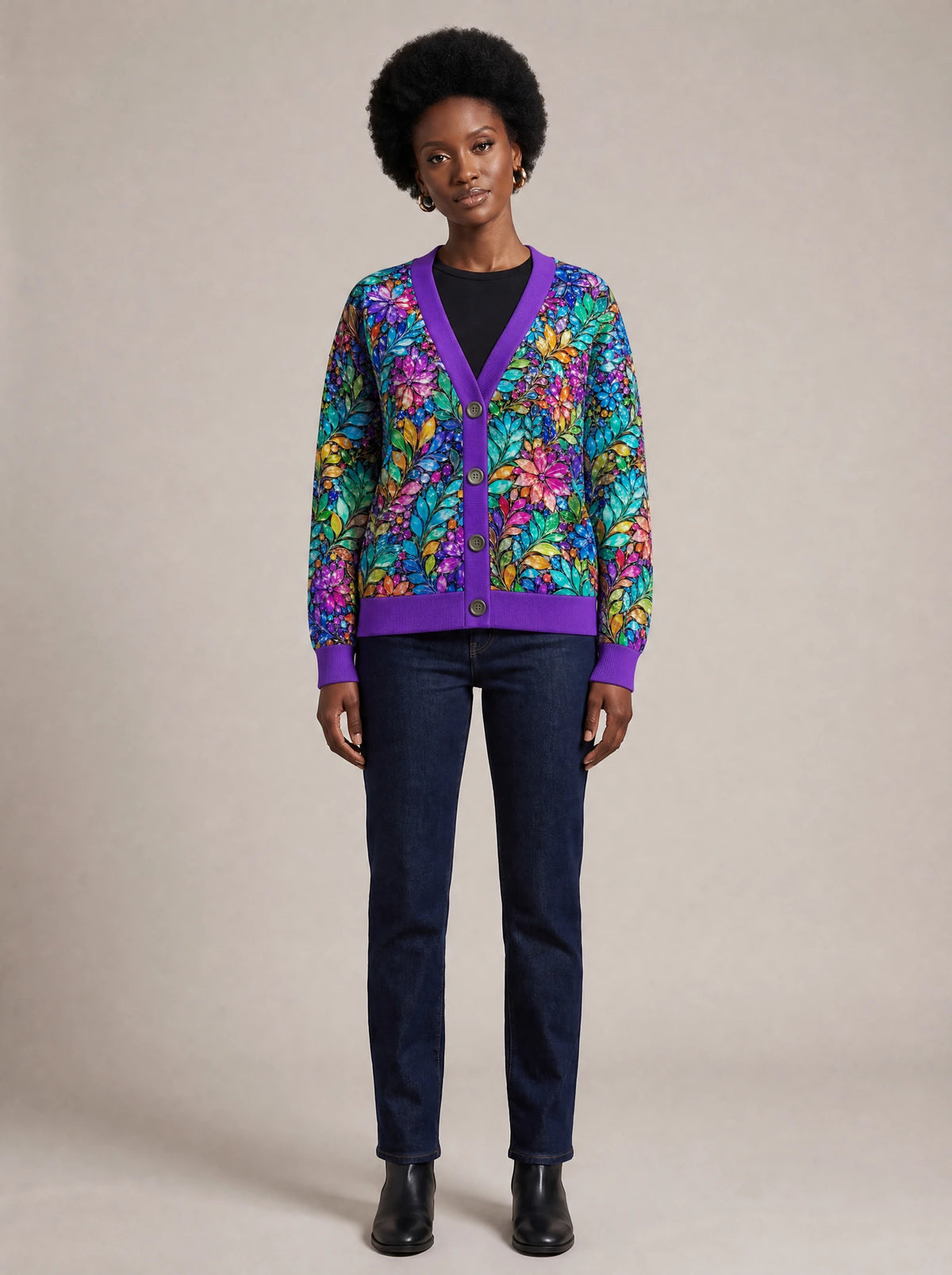 "Upinde" Cardigan — front view on model
