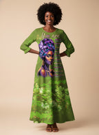 Green Orchid Long Sleeve Maxi Dress