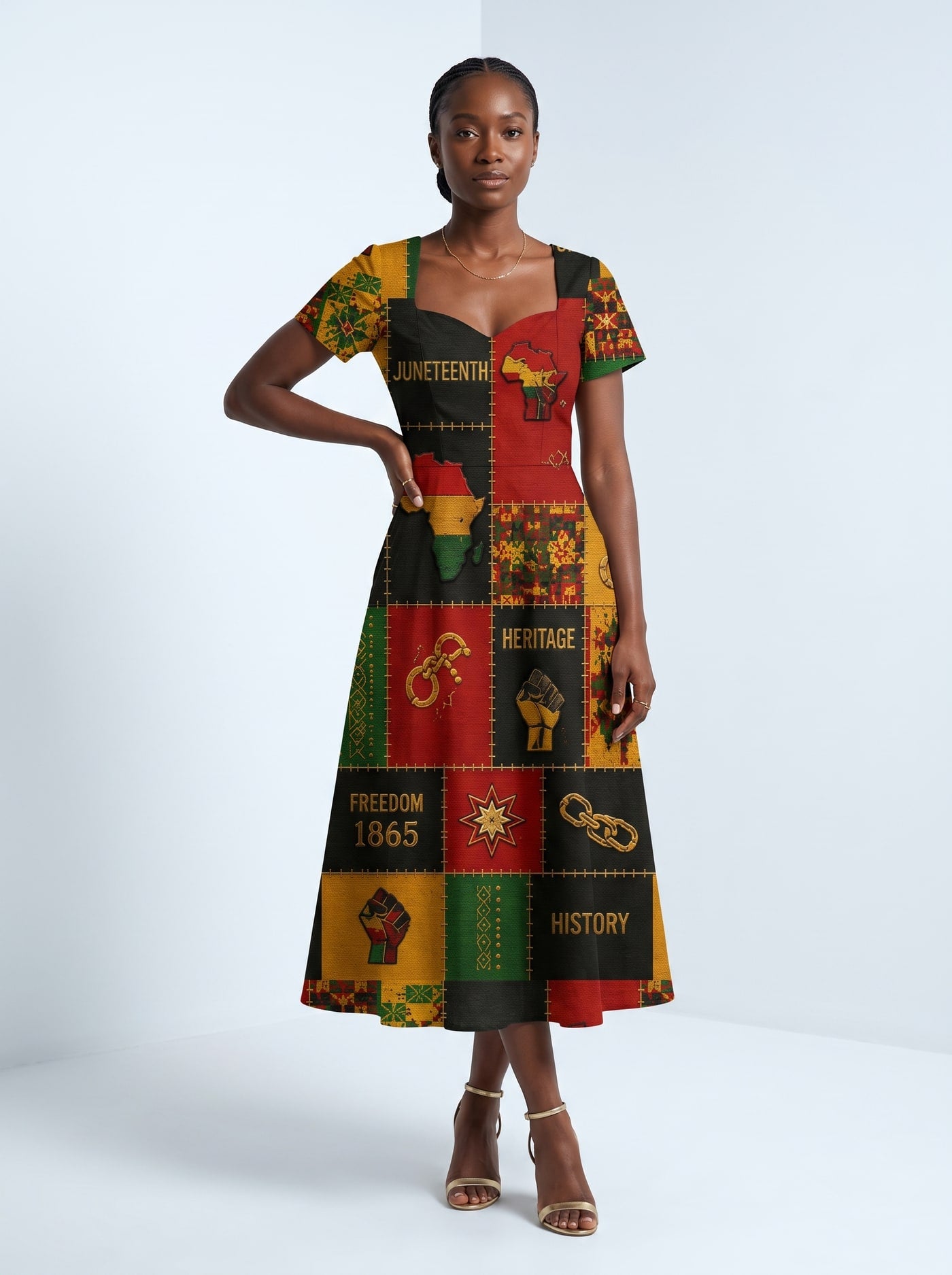 "Kumbuka" Sweetheart Midi Dress