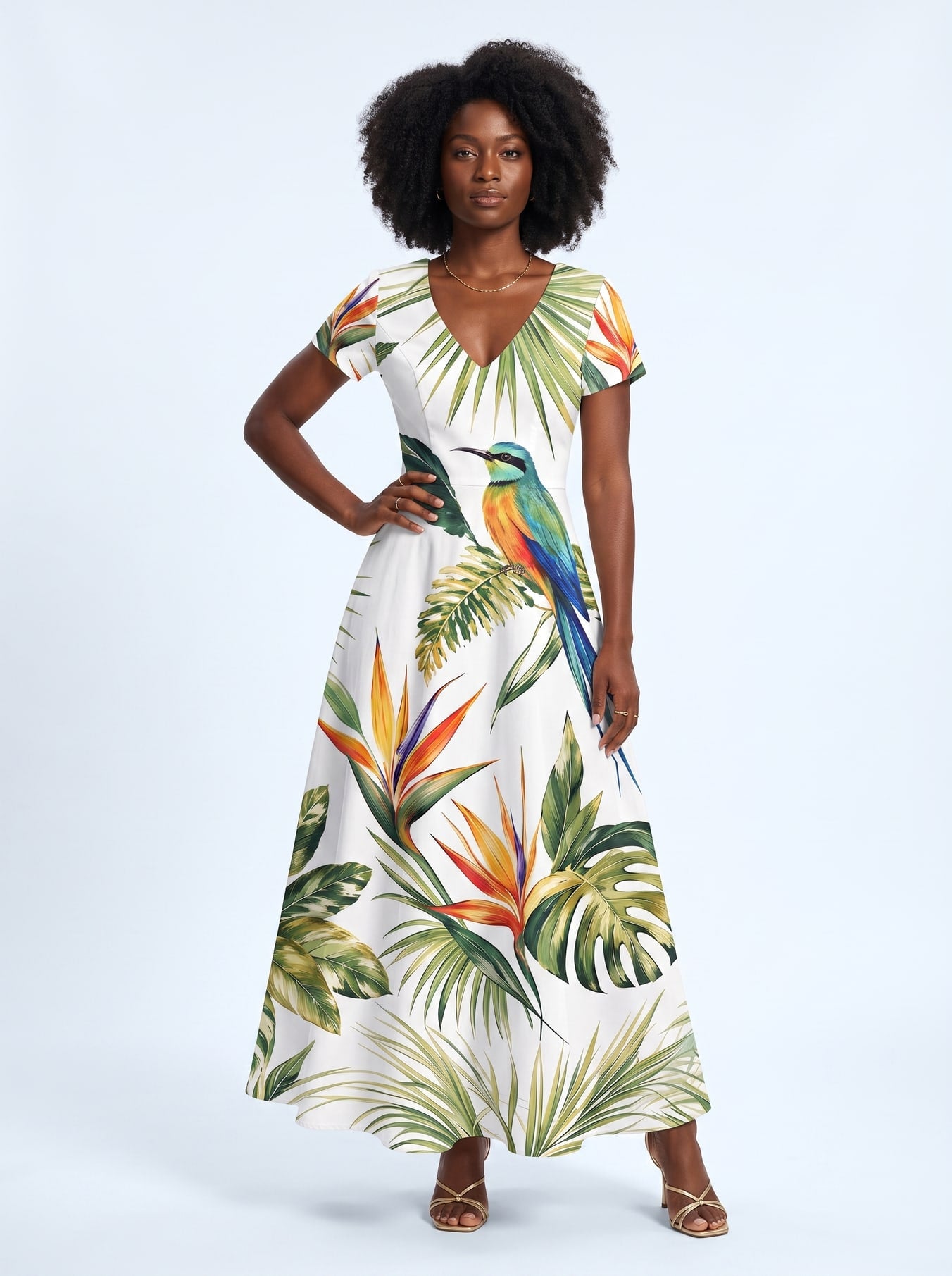"Ndege" Short Sleeve Maxi Dress