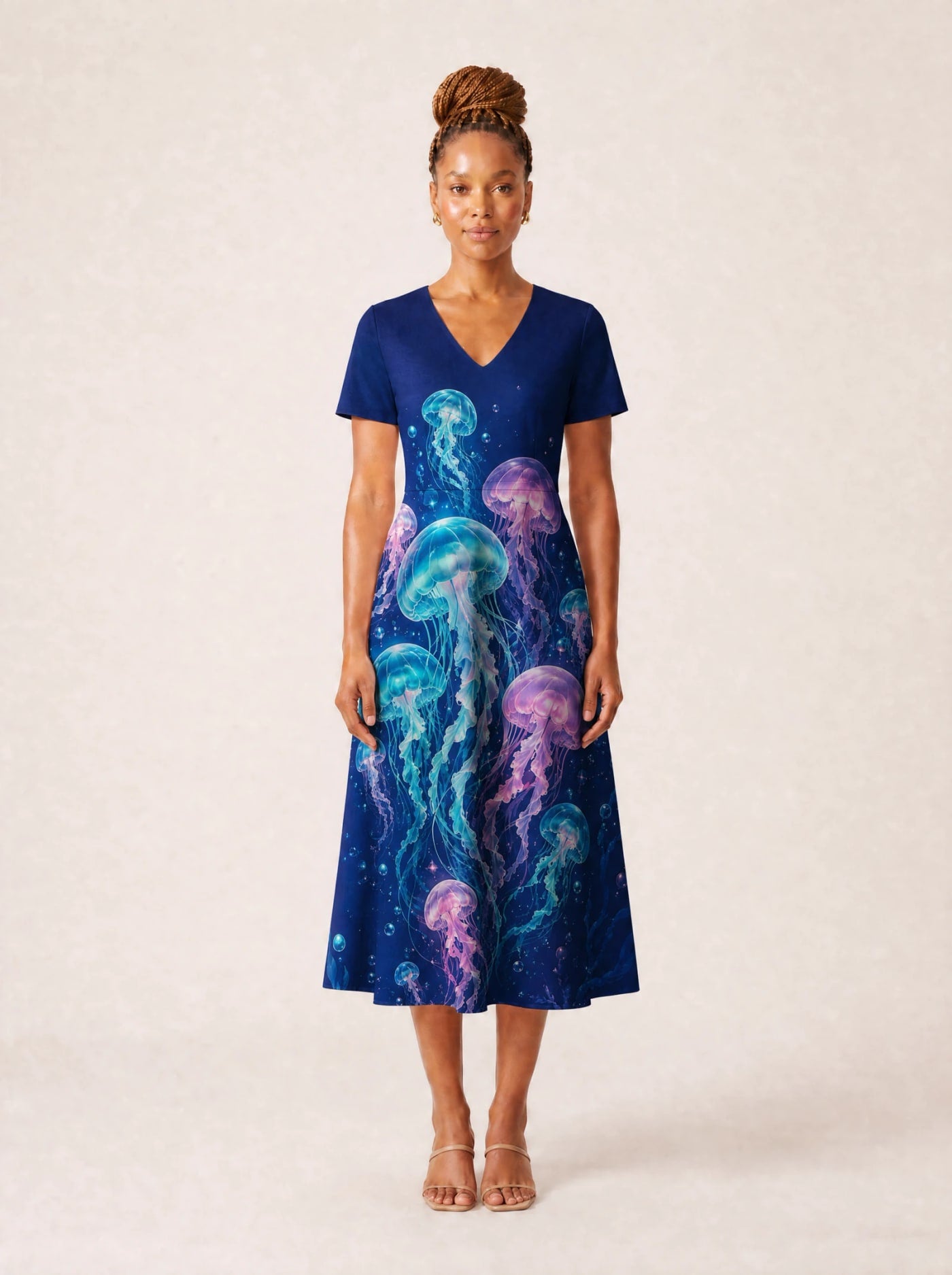 "Bahari" V Neck Midi Dress Promo