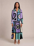 "Sanaa" Long Puff Sleeve Dress — front view on model