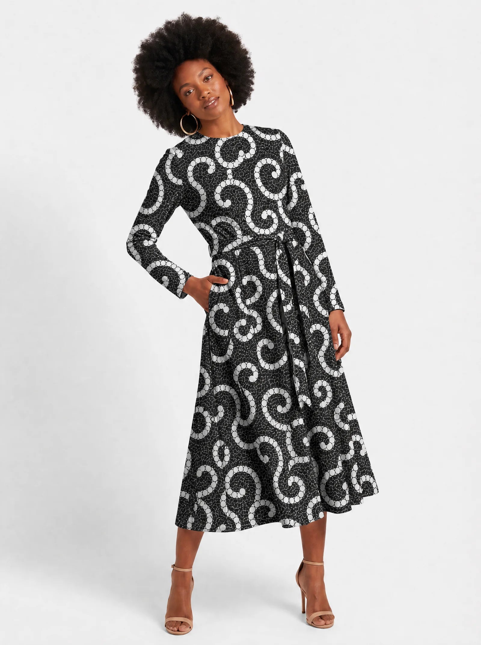 "Duara" Viscose Midi Dress — front view on model