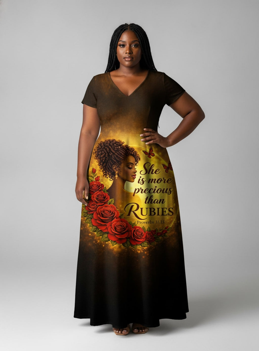 "Thamani" Short Sleeve Maxi Dress