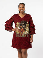 "Imani" Rouge Stacked Ruffle Sleeve Dress