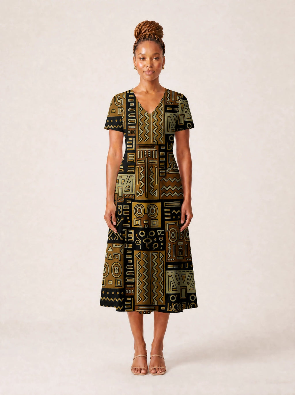 "Sankofa" V Neck Midi Dress Promo