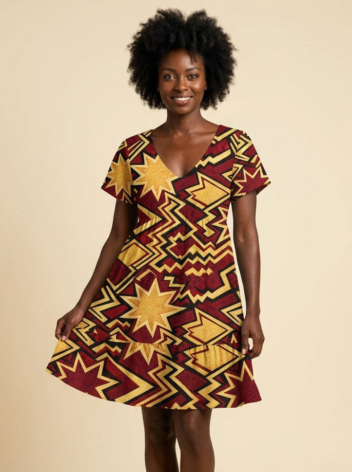 Burgundy Sheba Floral Dress