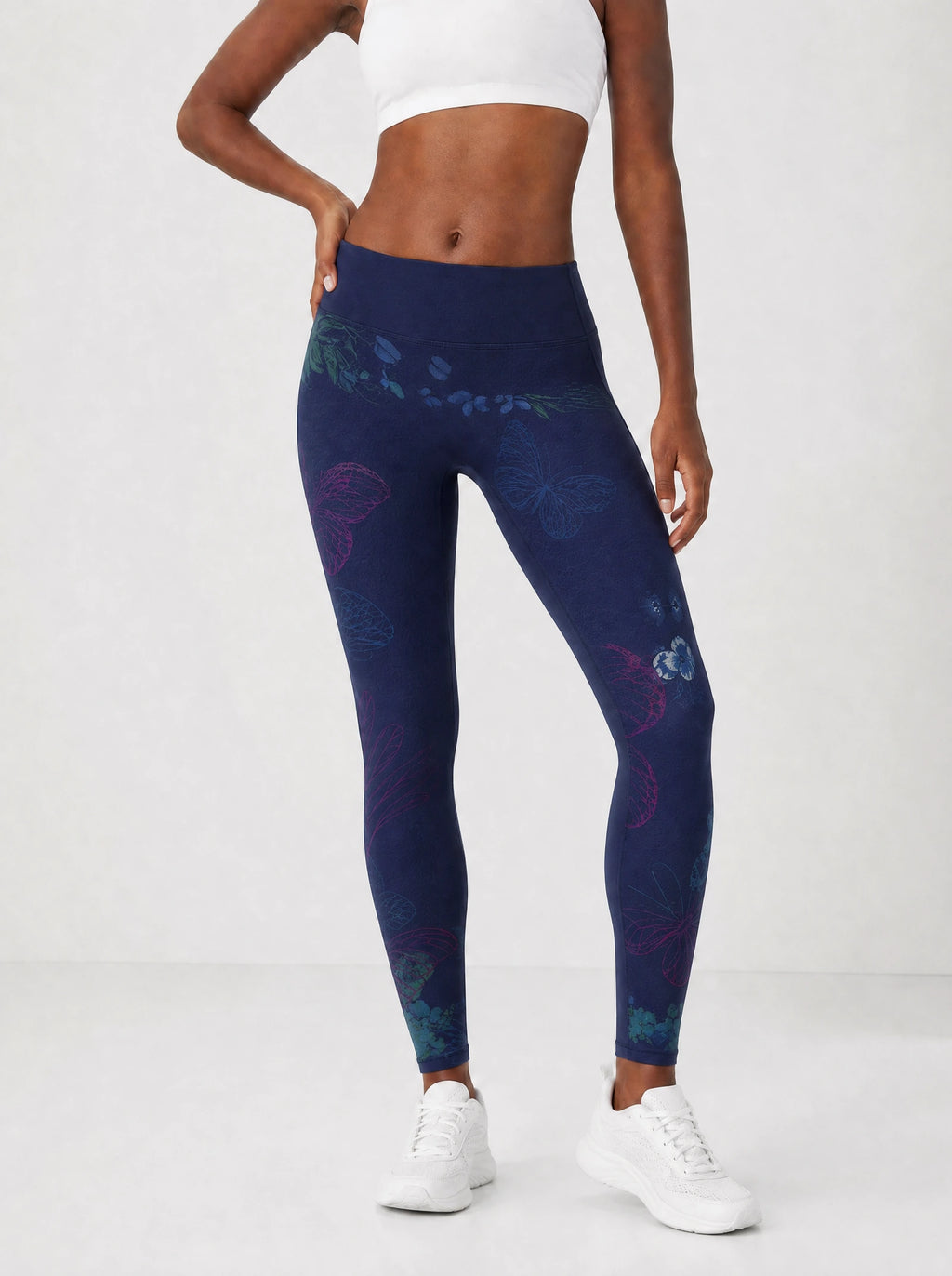 Blue Orchid Leggings — front view on model
