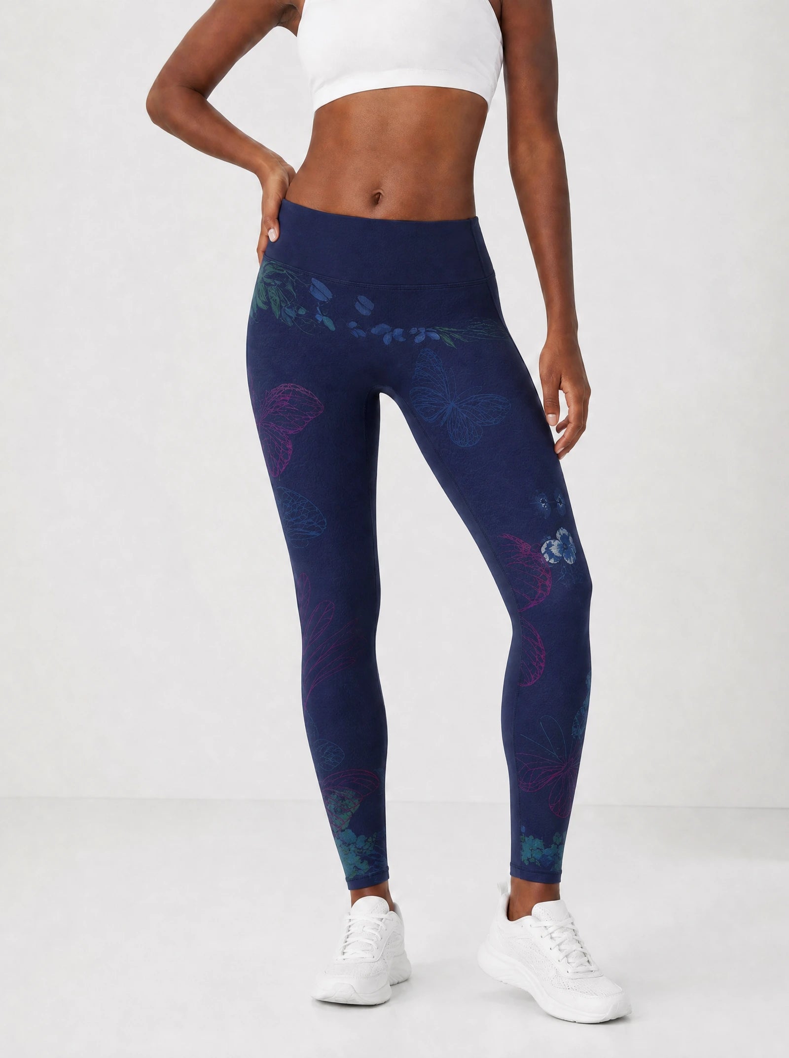 Blue Orchid Leggings — front view on model