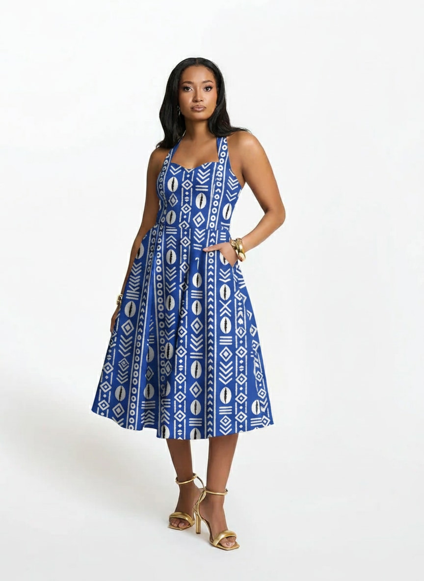 "Oshun" Royal Blue Corset Dress