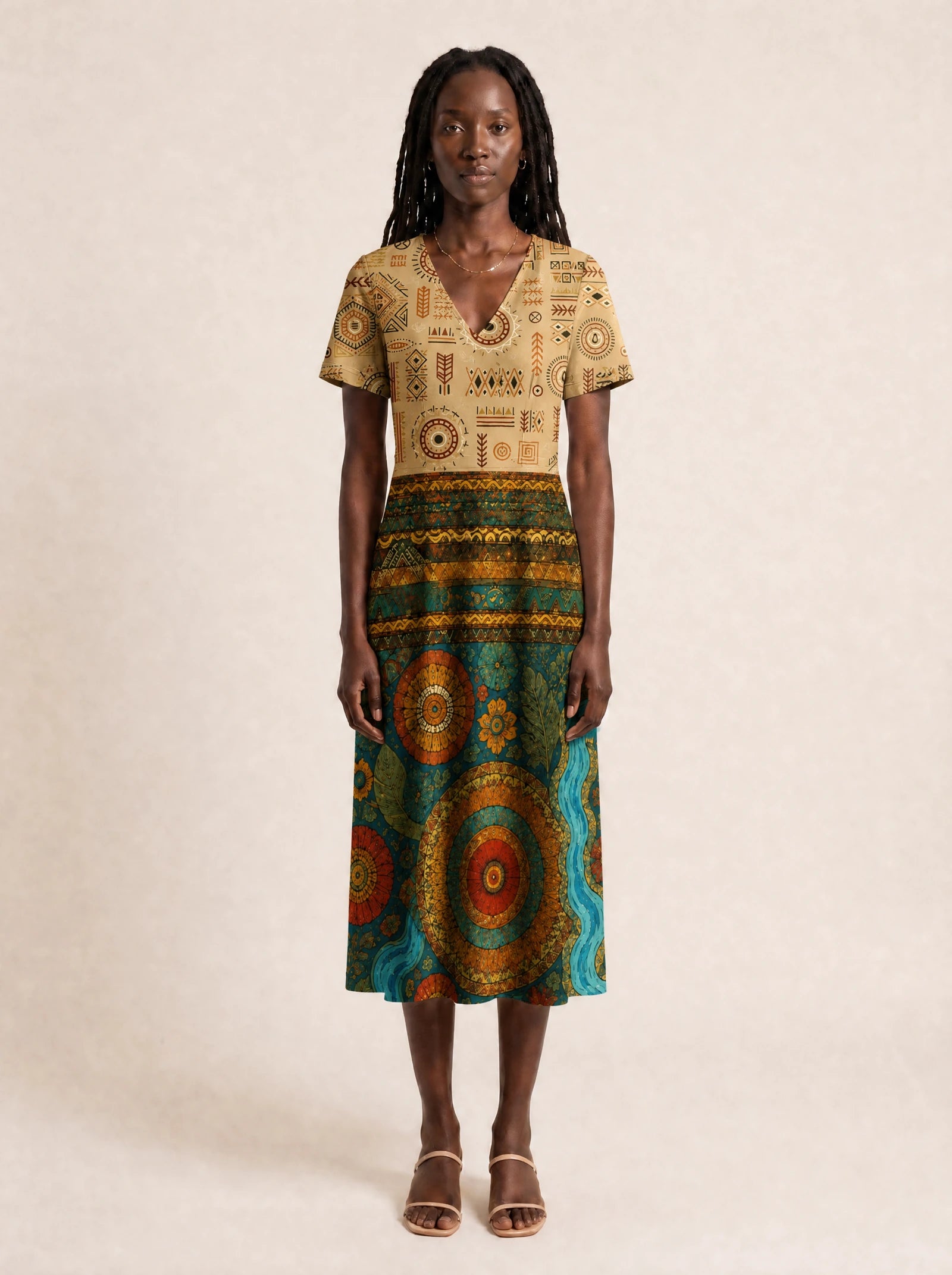 "Mto" V Neck Midi Dress