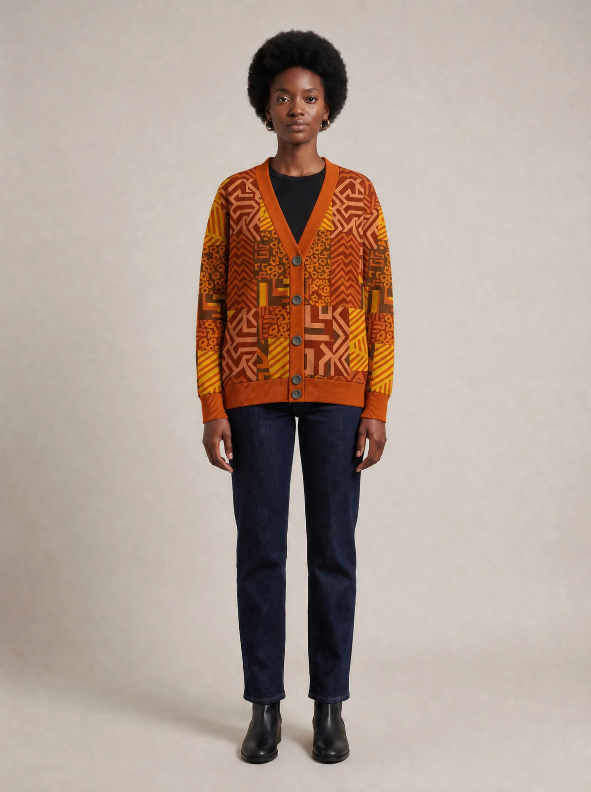 "Viraka" Cardigan — front view on model