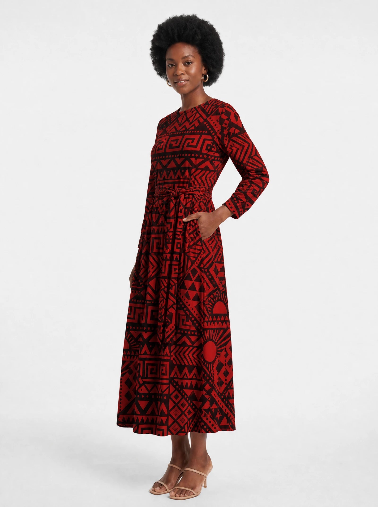 "Shaka" Viscose Midi Dress — front view on model