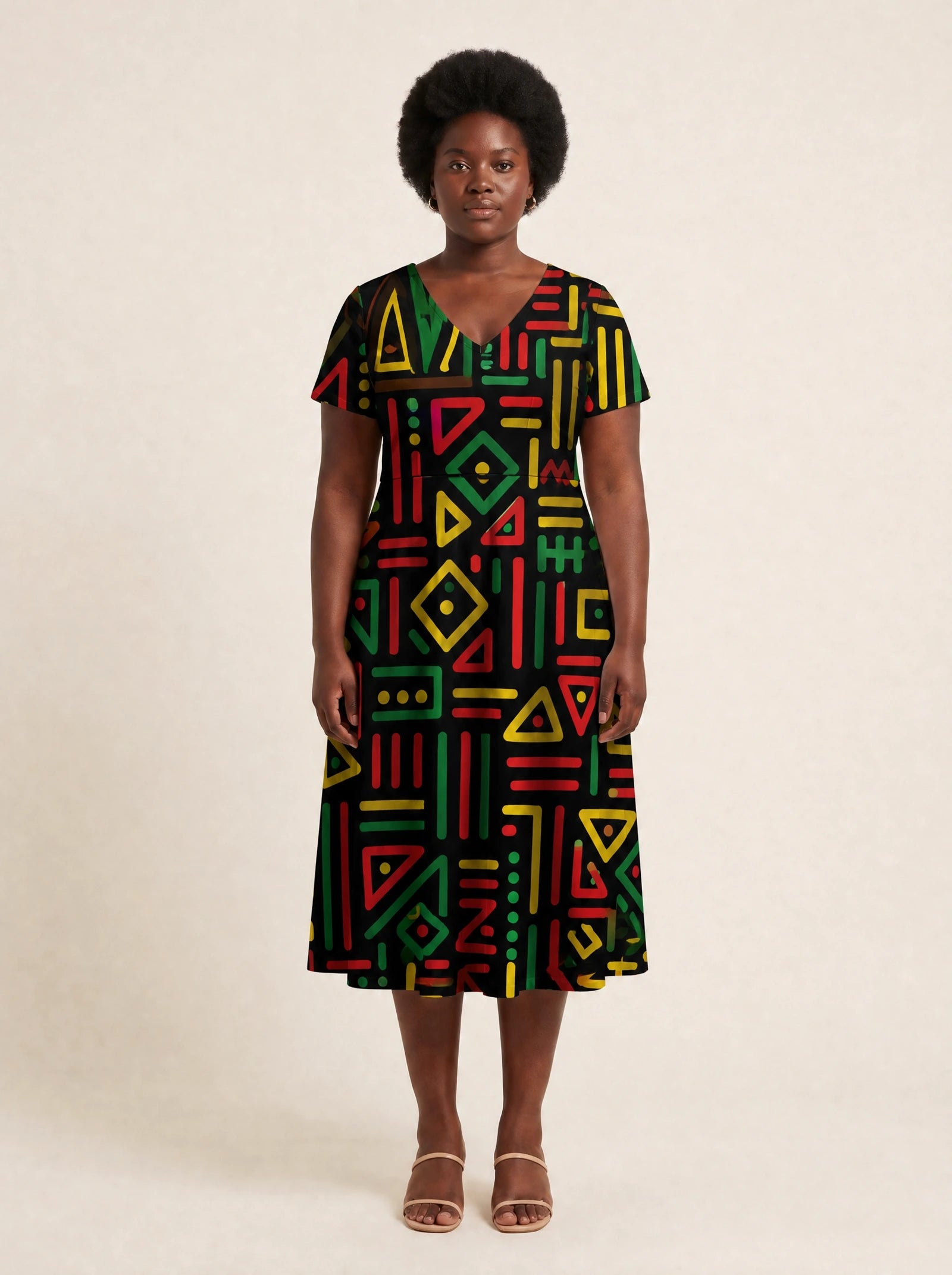 "Nairobi" V Neck Midi Dress