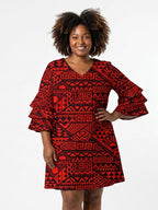 "Shaka" Burgundy Stacked Ruffle Sleeve Dress