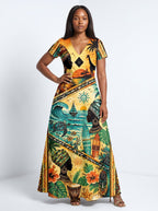 "Safari" Short Sleeve Maxi Dress