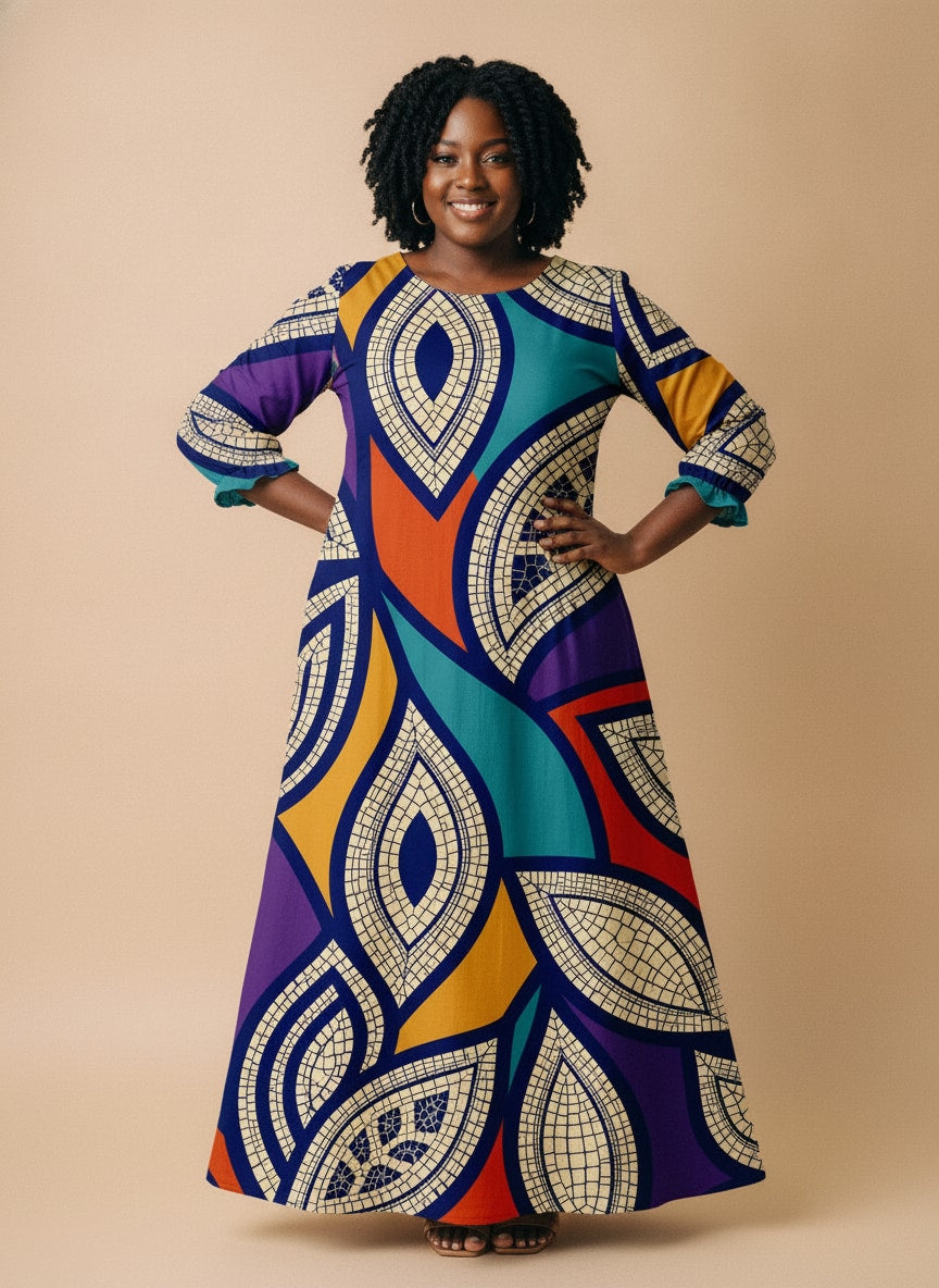 "Johari" Long Sleeve Maxi Dress