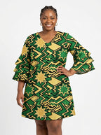 Emerald Sheba Stacked Ruffle Sleeve Dress