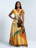 "August Queen Best Life" Short Sleeve Maxi Dress