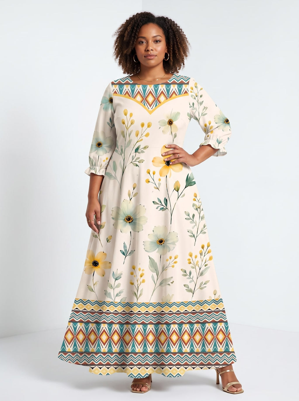 "Alizeti" Long Sleeve Maxi Dress