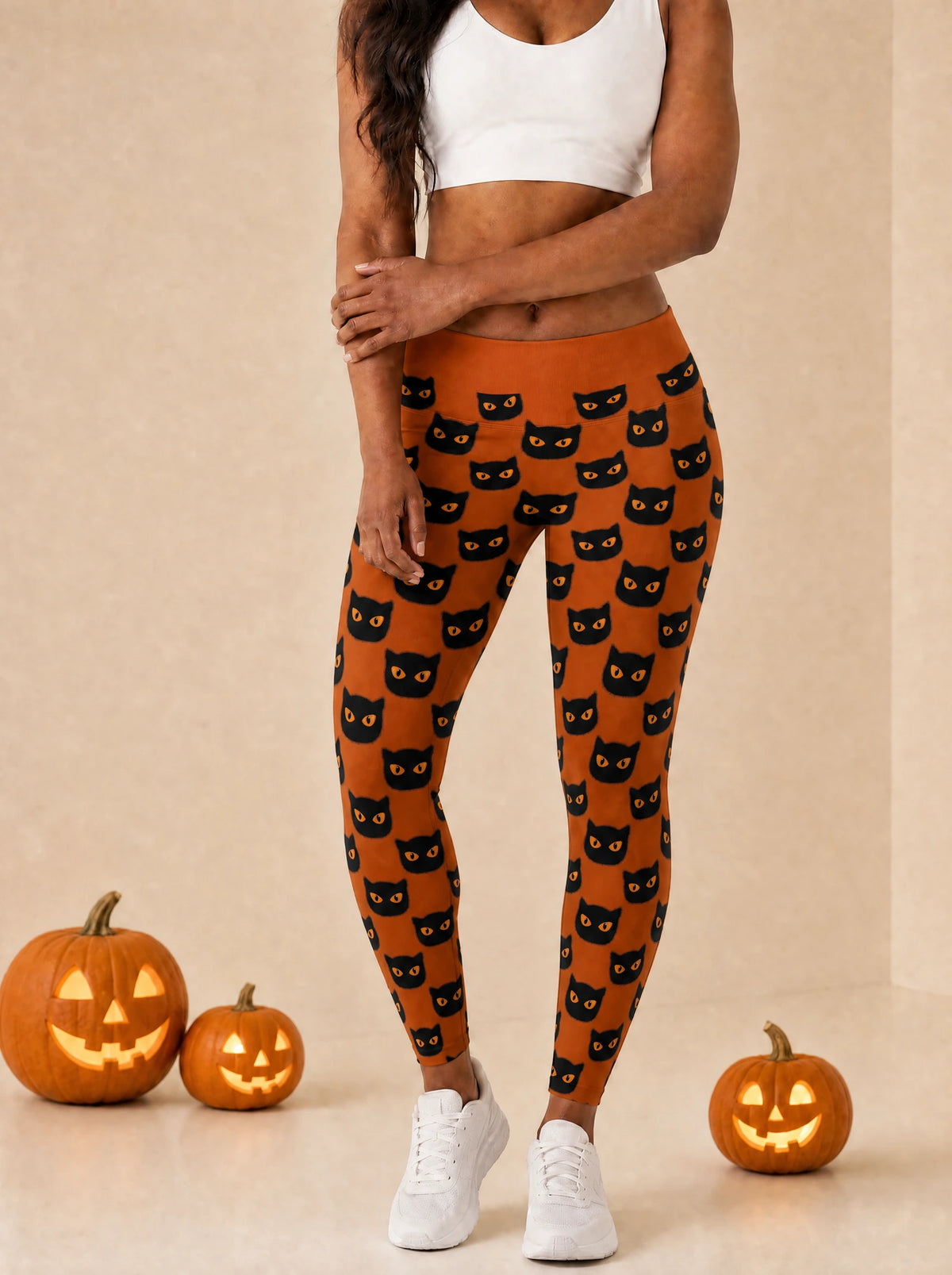 "Paka" Halloween Leggings — front view on model