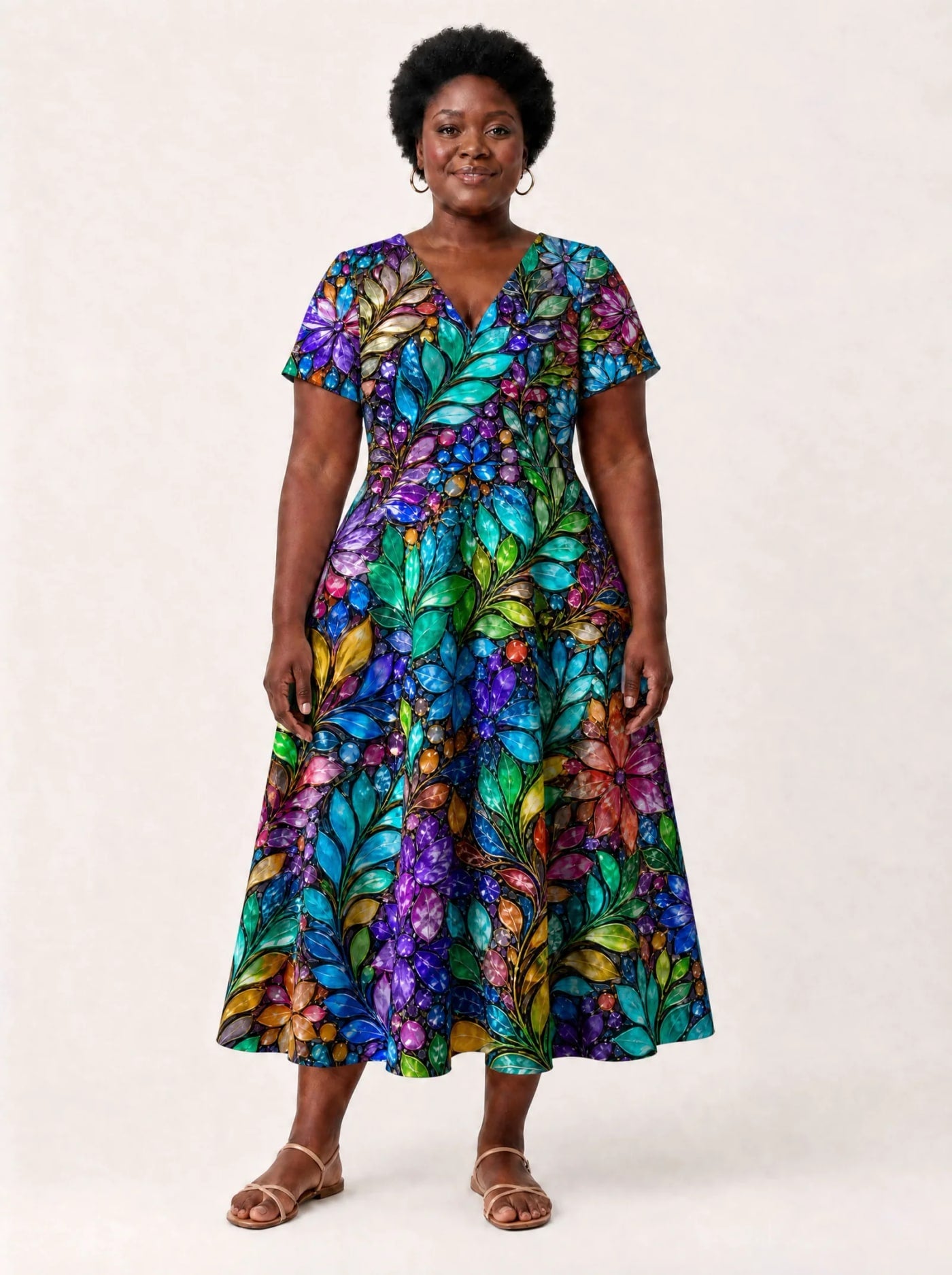 "Upinde" V Neck Midi Dress Promo