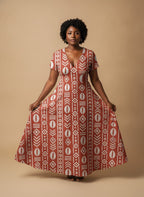 "Oshun Kijani" Short Sleeve Maxi Dress