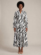 "Milia" Long Puff Sleeve Dress — front view on model