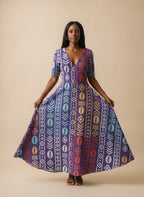"Oshun Zamani" Short Sleeve Maxi Dress